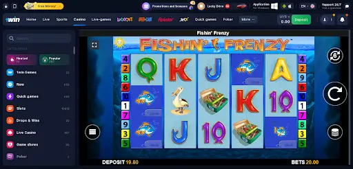 Fishin Frenzy slots game interface
